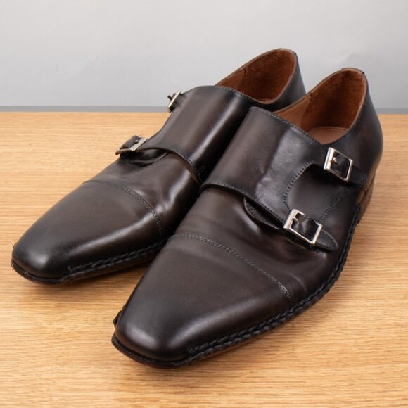 Belvedere Brown Double Monk Strap Buckle Men\'s 11 Leather Shoes Handmade Italy main image 11